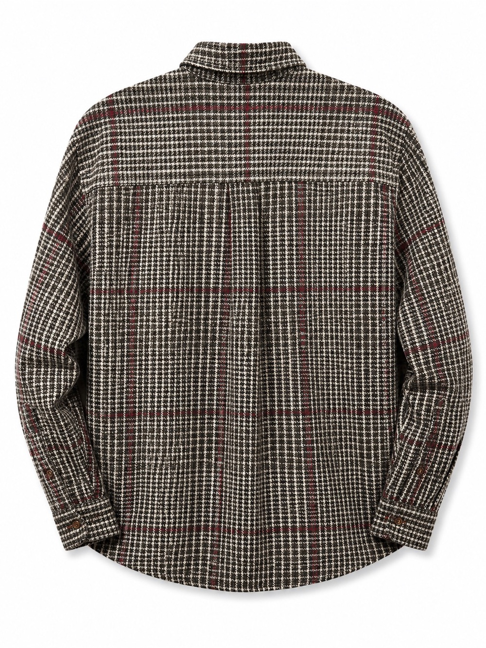 Vintage Eddie Bauer Men's Woven Cotton Houndstooth Plaid Button-Down Shirt - Picture 2 of 4